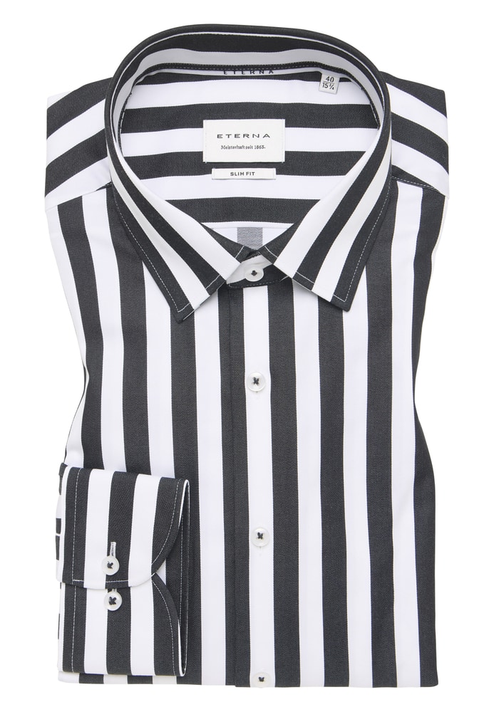 SLIM FIT Hemd in schwarz gestreift von ETERNA Mode GmbH
