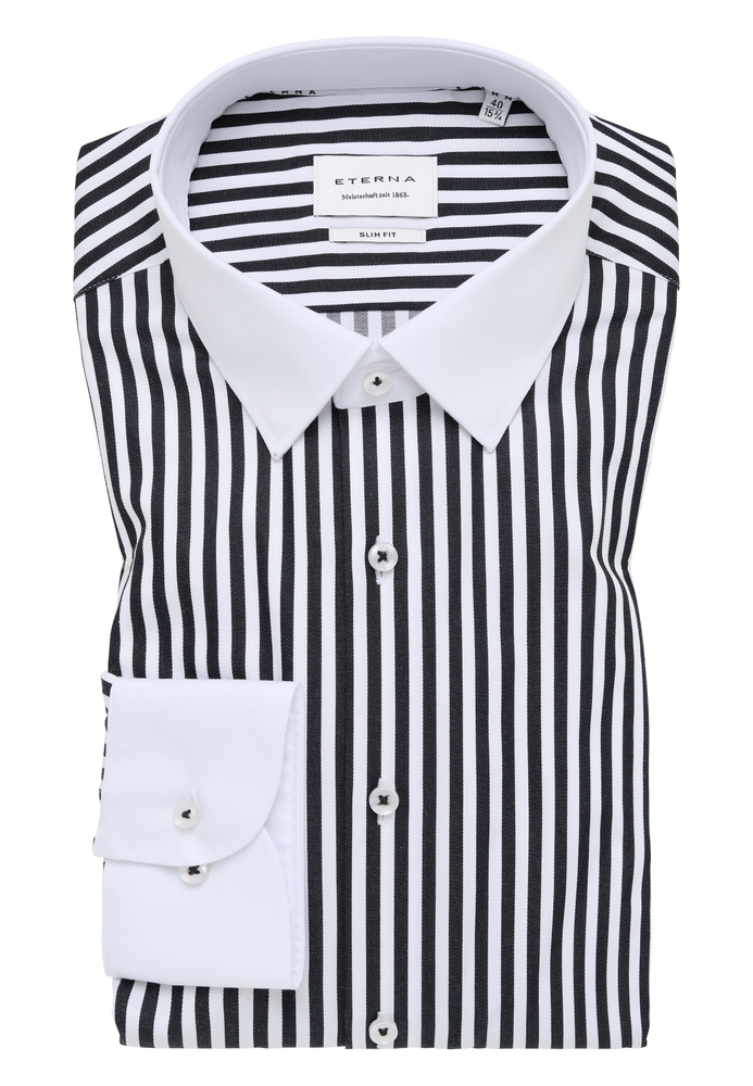 SLIM FIT Hemd in schwarz gestreift von ETERNA Mode GmbH