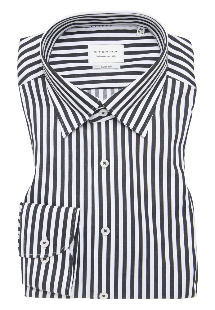 SLIM FIT Hemd in schwarz gestreift von ETERNA Mode GmbH