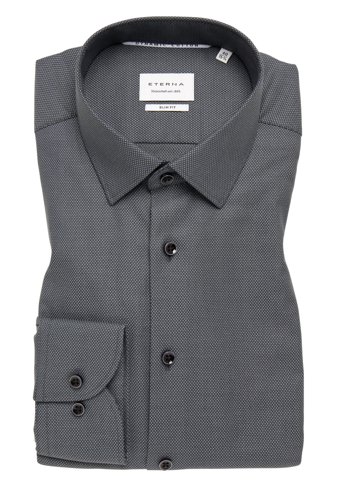 SLIM FIT Dynamic Cotton in schwarz strukturiert von ETERNA Mode GmbH