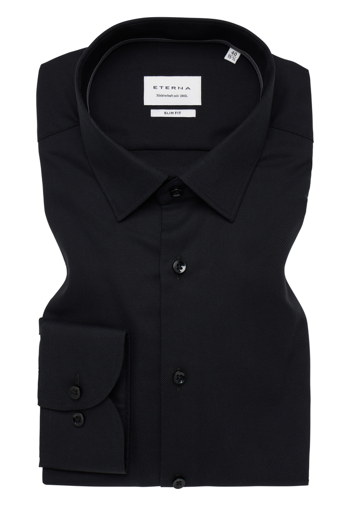 SLIM FIT Hemd in schwarz strukturiert von ETERNA Mode GmbH