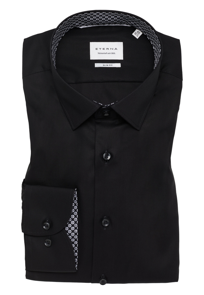 SLIM FIT Dynamic Cotton in schwarz unifarben von ETERNA Mode GmbH