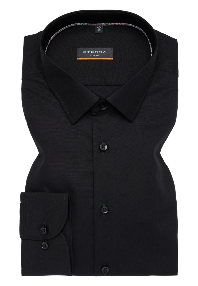 SLIM FIT Hemd in schwarz unifarben von ETERNA Mode GmbH