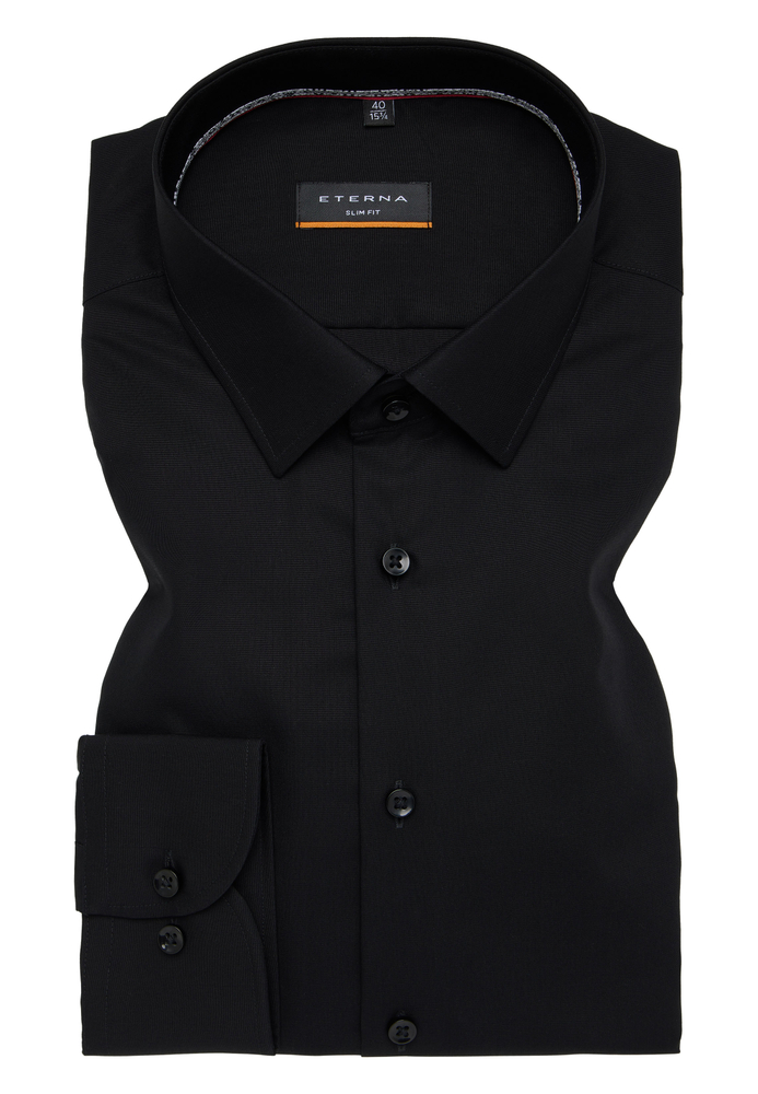 SLIM FIT Hemd in schwarz unifarben von ETERNA Mode GmbH