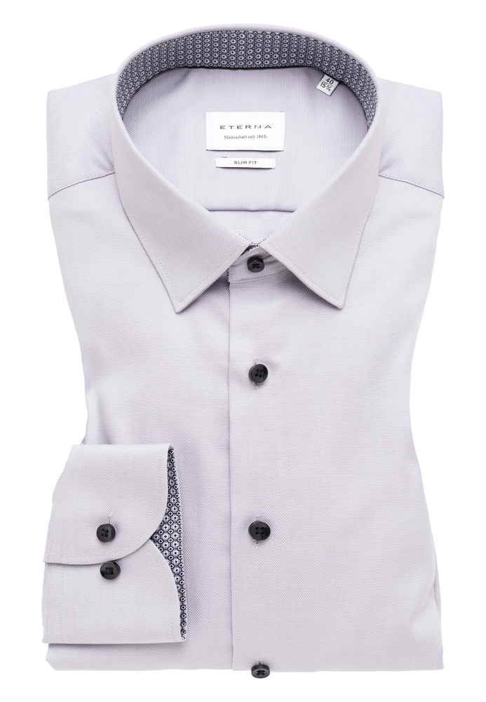 SLIM FIT Hemd in silber strukturiert von ETERNA Mode GmbH