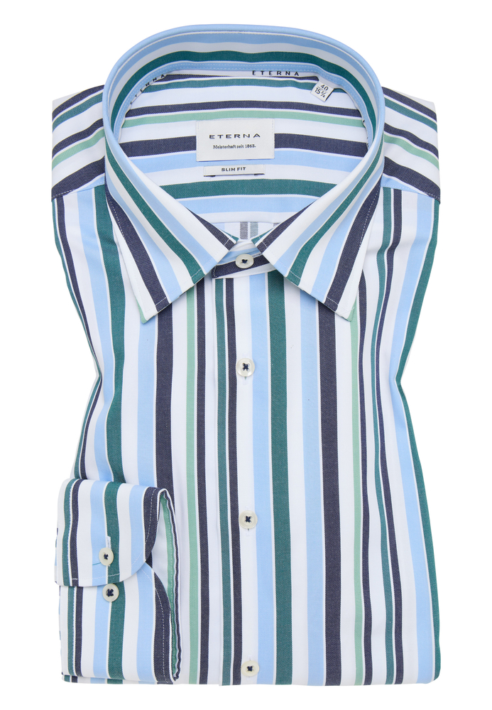 SLIM FIT Hemd in smaragd gestreift von ETERNA Mode GmbH