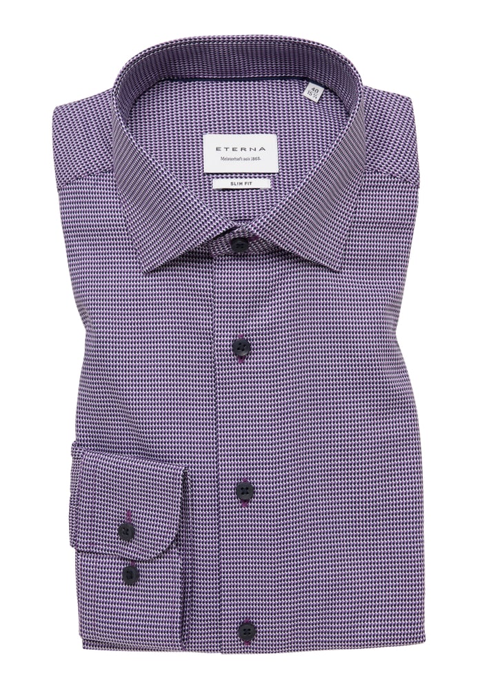 SLIM FIT Hemd in violett strukturiert von ETERNA Mode GmbH