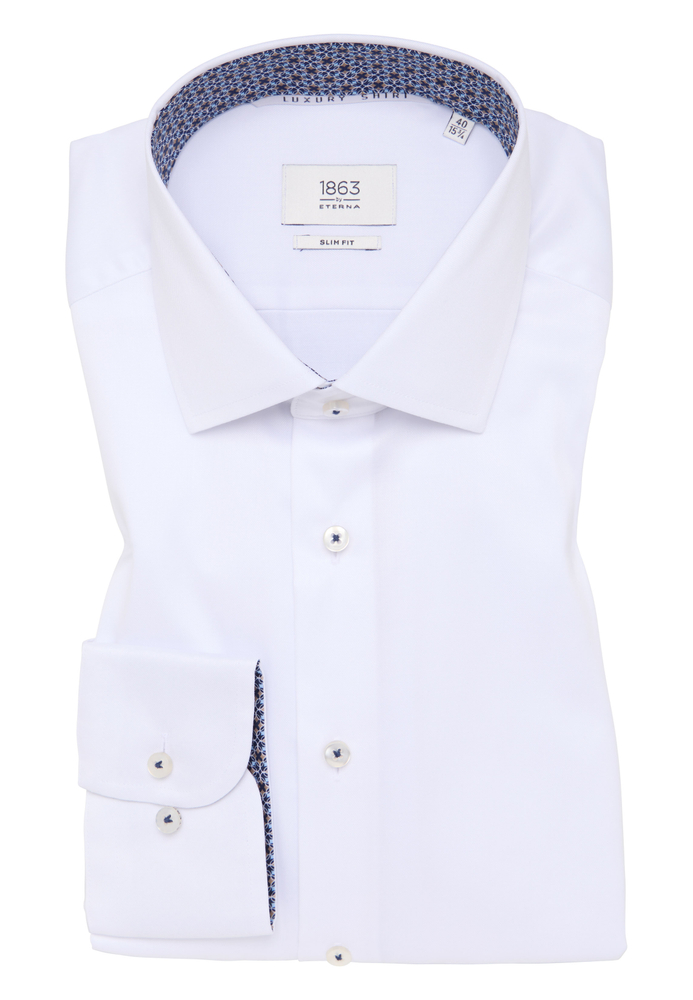 SLIM FIT Luxury Shirt in weiß unifarben von ETERNA Mode GmbH