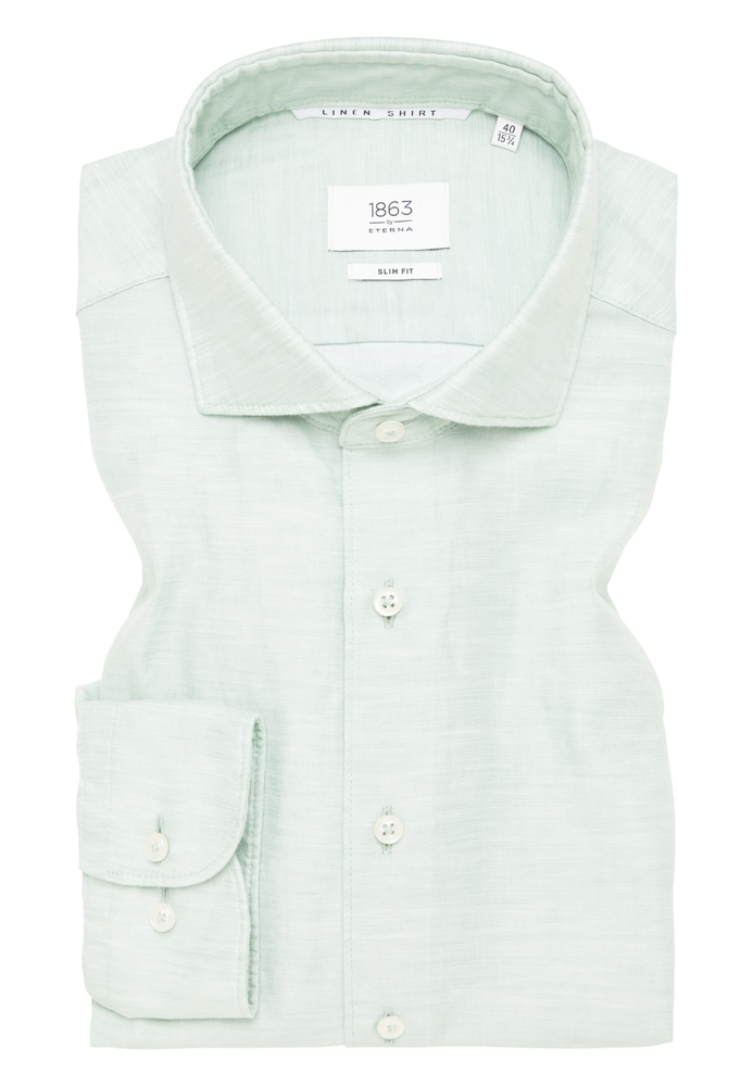 SLIM FIT Linen Shirt in lime unifarben von ETERNA Mode GmbH