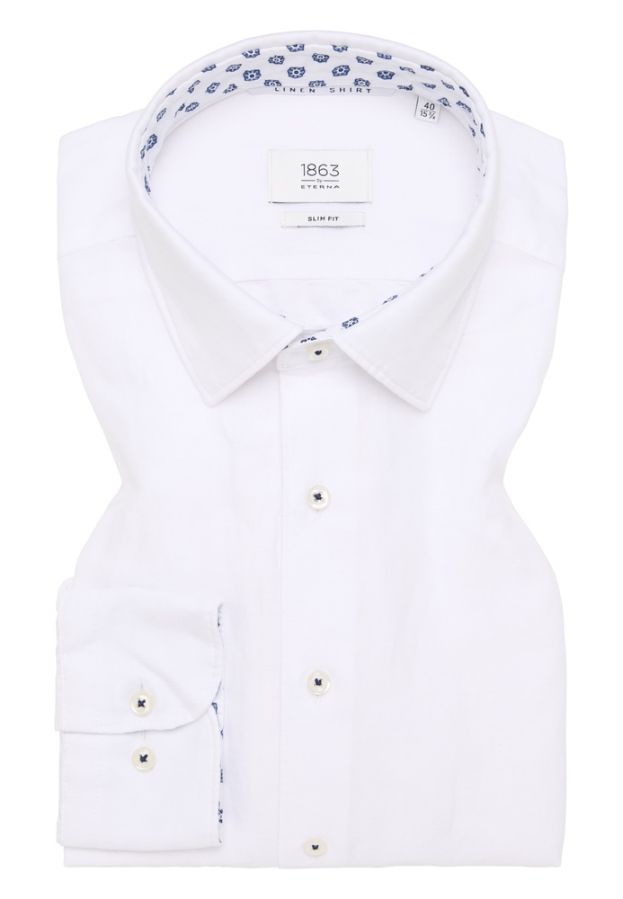 SLIM FIT Linen Shirt in weiß unifarben von ETERNA Mode GmbH