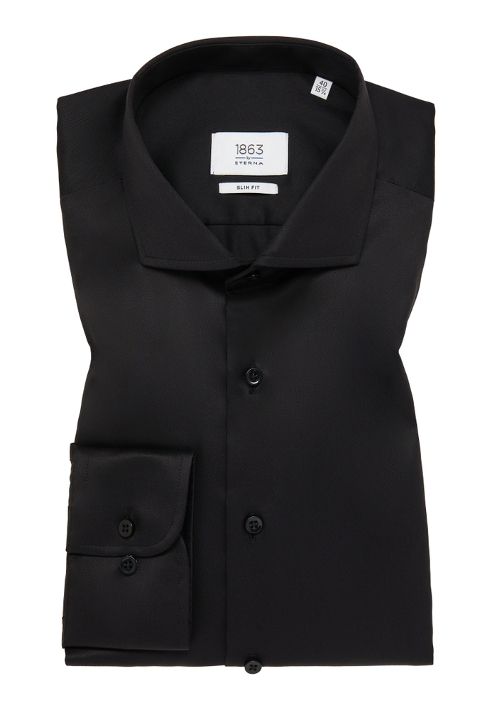 SLIM FIT Luxury Shirt in schwarz unifarben von ETERNA Mode GmbH