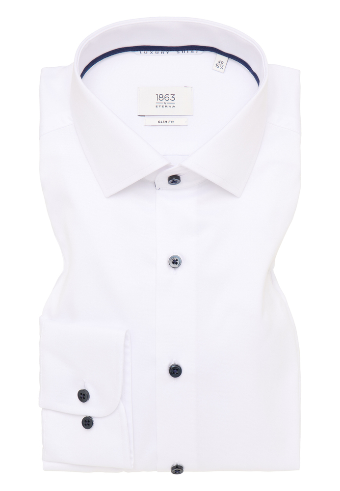 SLIM FIT Luxury Shirt in weiß unifarben von ETERNA Mode GmbH