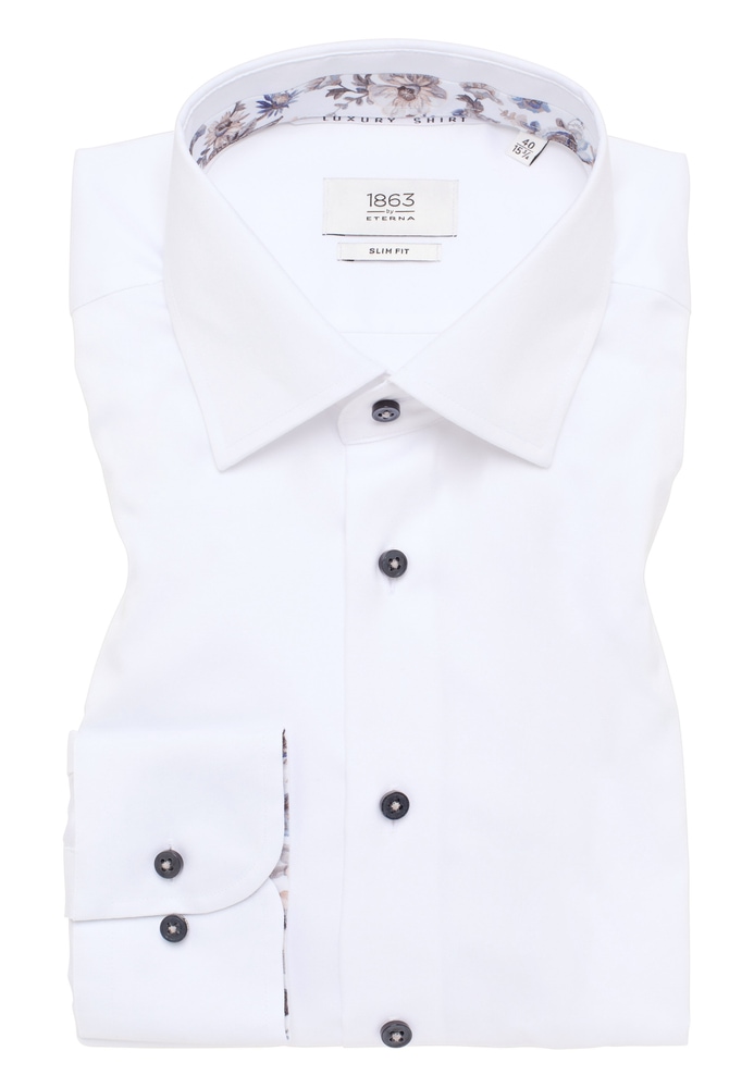 SLIM FIT Luxury Shirt in weiß unifarben von ETERNA Mode GmbH