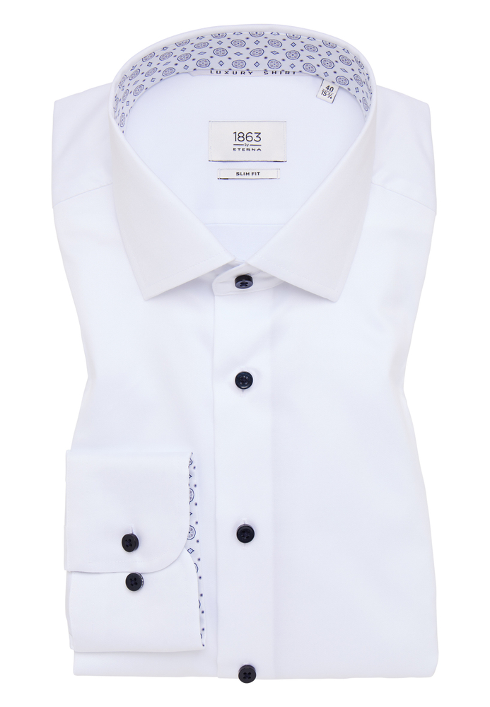 SLIM FIT Luxury Shirt in weiß unifarben von ETERNA Mode GmbH