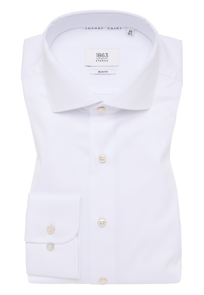 SLIM FIT Luxury Shirt in weiß unifarben von ETERNA Mode GmbH