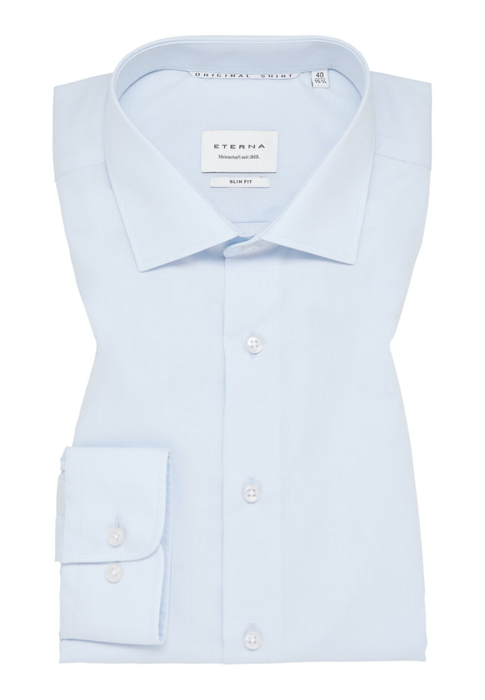 SLIM FIT Original Shirt in hellblau unifarben von ETERNA Mode GmbH