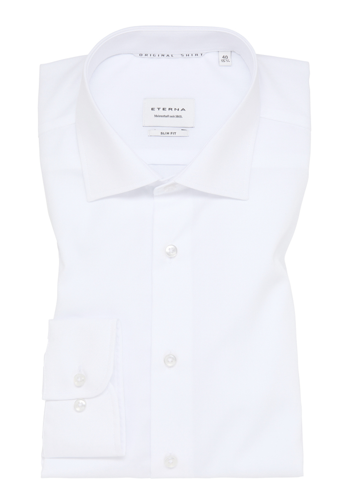 SLIM FIT Original Shirt in weiß unifarben von ETERNA Mode GmbH