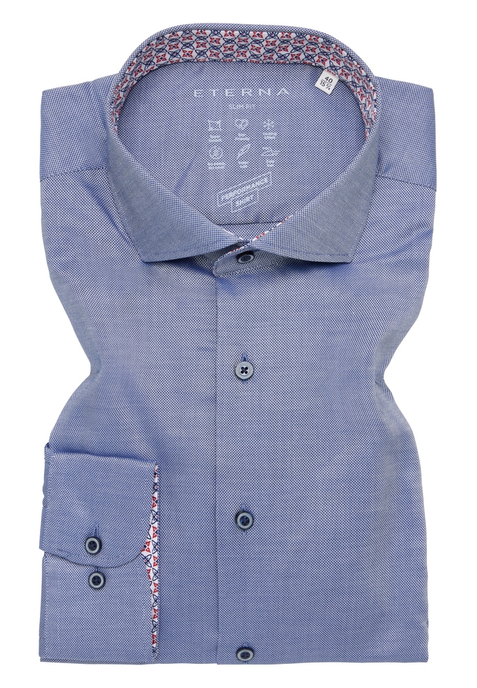SLIM FIT Performance Shirt in denim strukturiert von ETERNA Mode GmbH