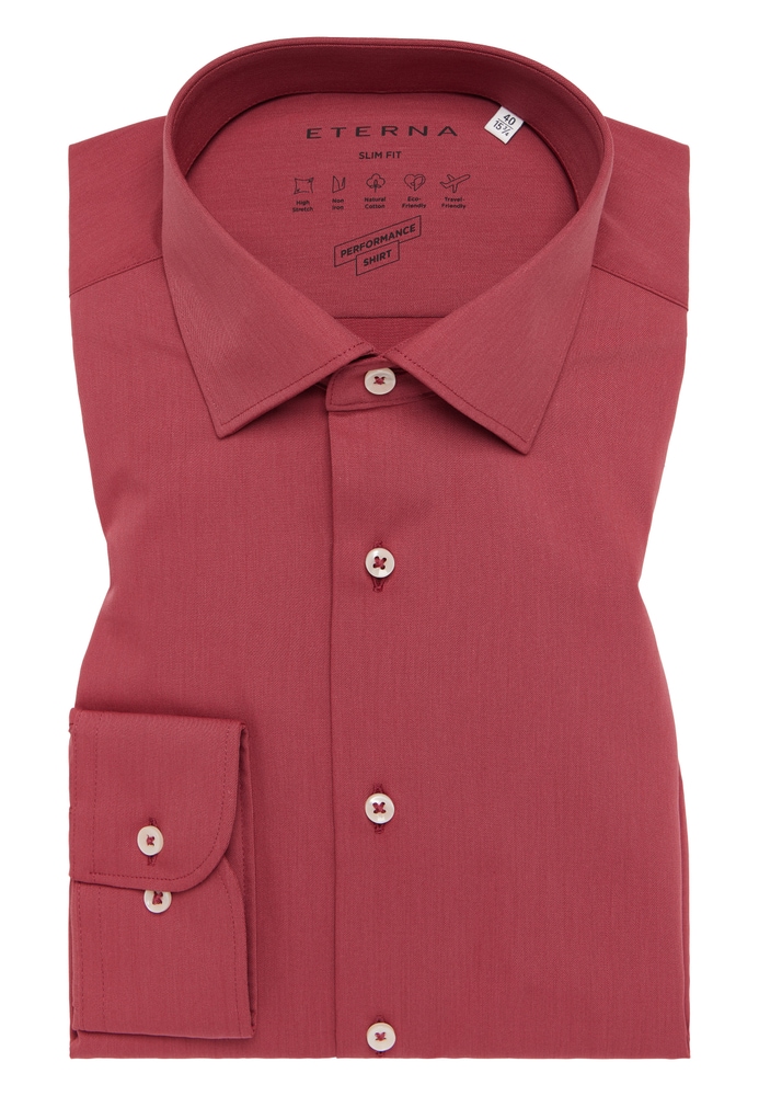 SLIM FIT Performance Shirt in rusty red unifarben von ETERNA Mode GmbH
