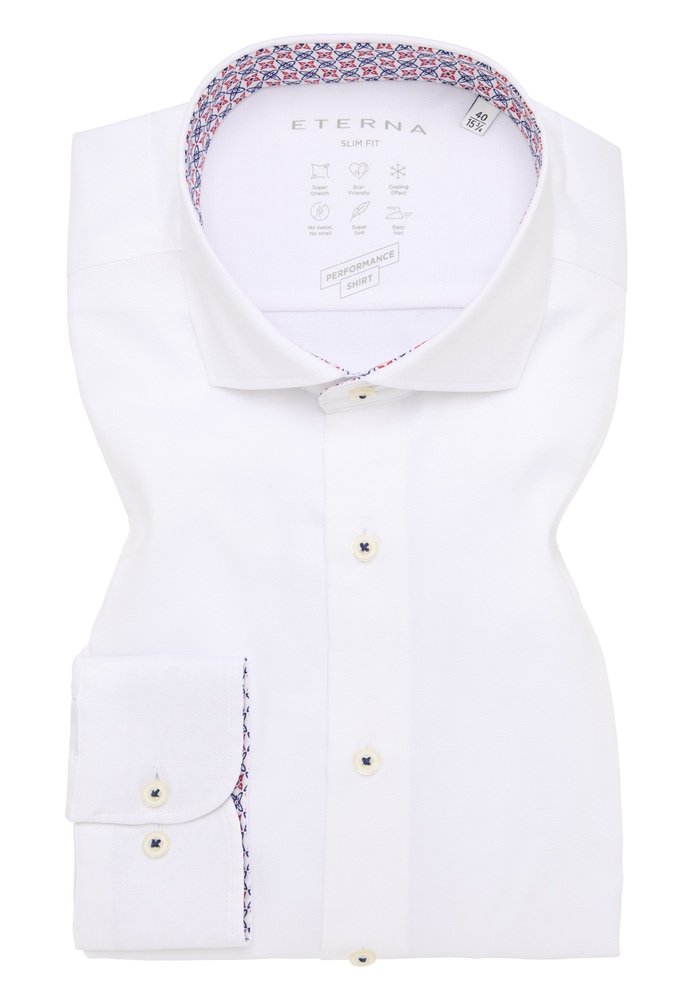SLIM FIT Performance Shirt in weiß strukturiert von ETERNA Mode GmbH