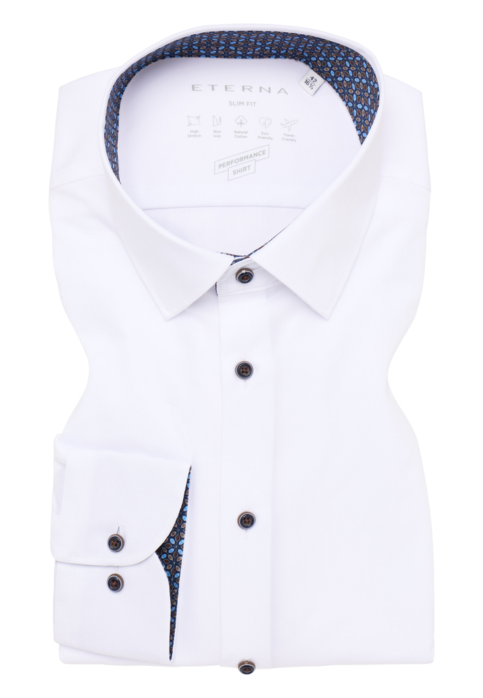 SLIM FIT Performance Shirt in weiß unifarben von ETERNA Mode GmbH