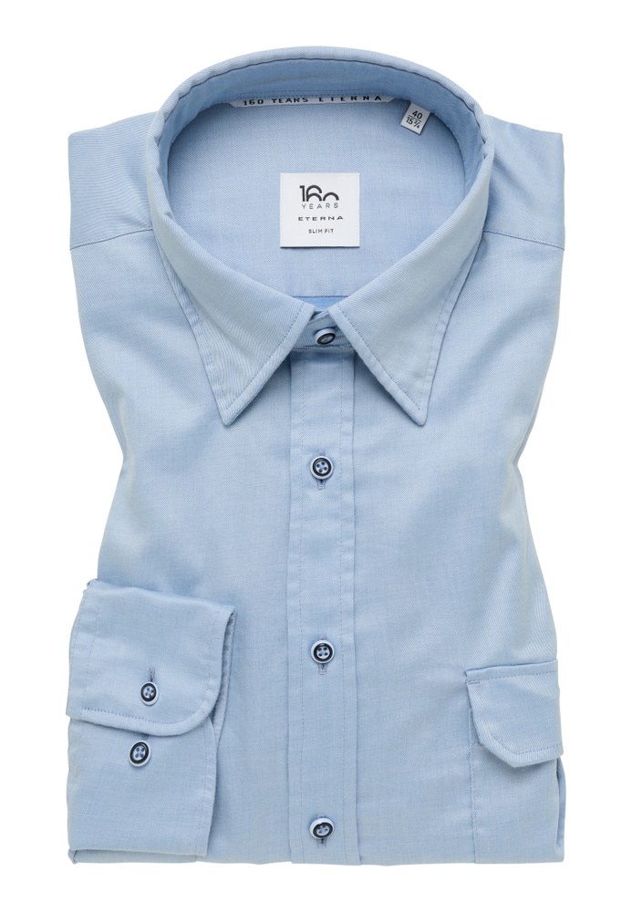 SLIM FIT Soft Luxury Shirt in hellblau unifarben von ETERNA Mode GmbH