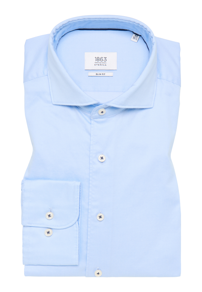 SLIM FIT Soft Luxury Shirt in hellblau unifarben von ETERNA Mode GmbH