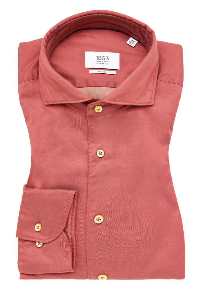 SLIM FIT Soft Luxury Shirt in sunset red unifarben von ETERNA Mode GmbH