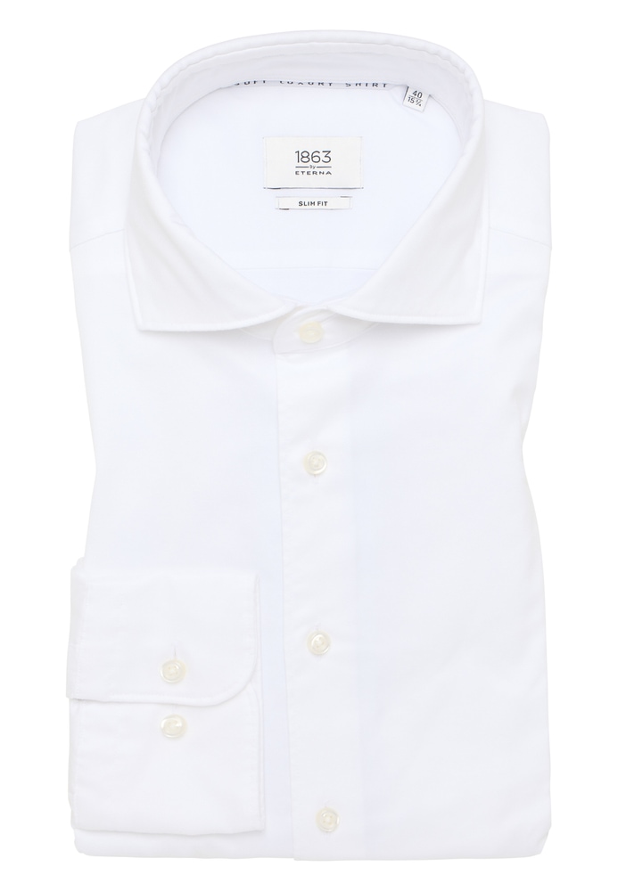 SLIM FIT Soft Luxury Shirt in weiß unifarben von ETERNA Mode GmbH