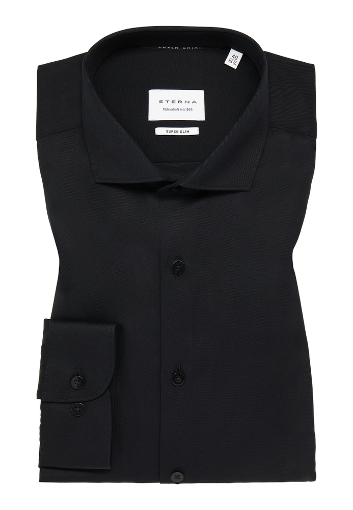 SUPER SLIM Cover Shirt in schwarz unifarben von ETERNA Mode GmbH