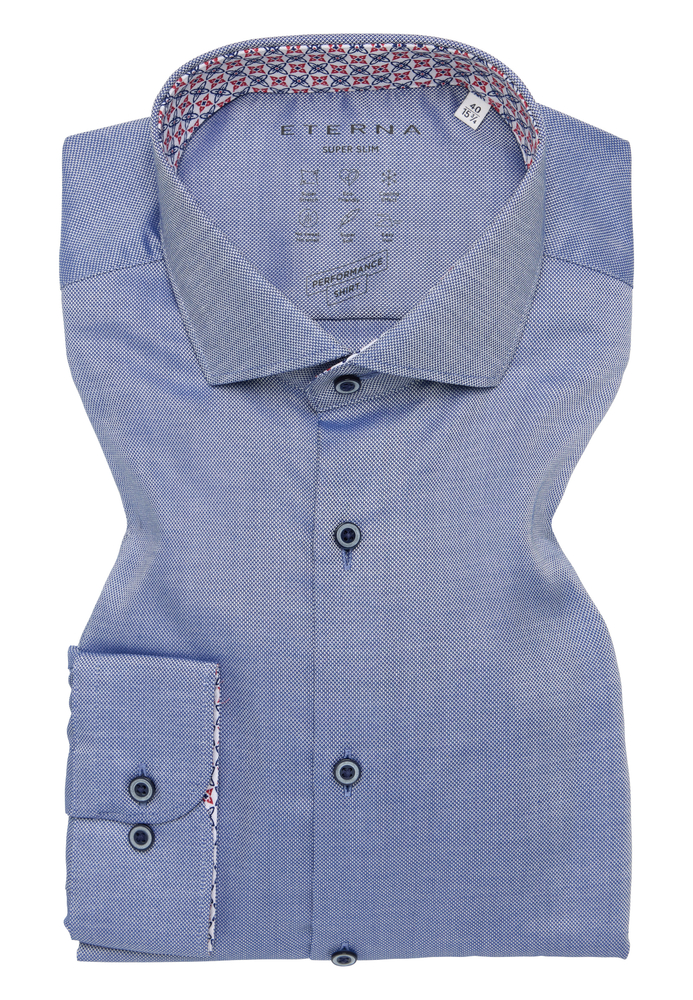 SUPER SLIM Performance Shirt in denim strukturiert von ETERNA Mode GmbH