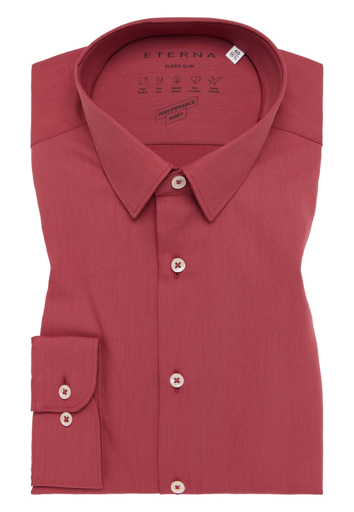 SUPER SLIM Performance Shirt in rusty red unifarben von ETERNA Mode GmbH