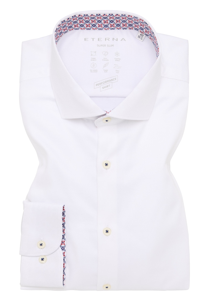 SUPER SLIM Performance Shirt in weiß strukturiert von ETERNA Mode GmbH