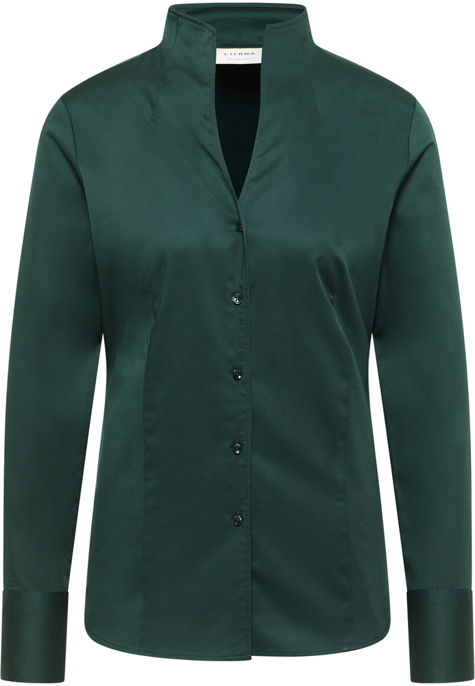 Satin Shirt Bluse in dunkelgrün unifarben von ETERNA Mode GmbH