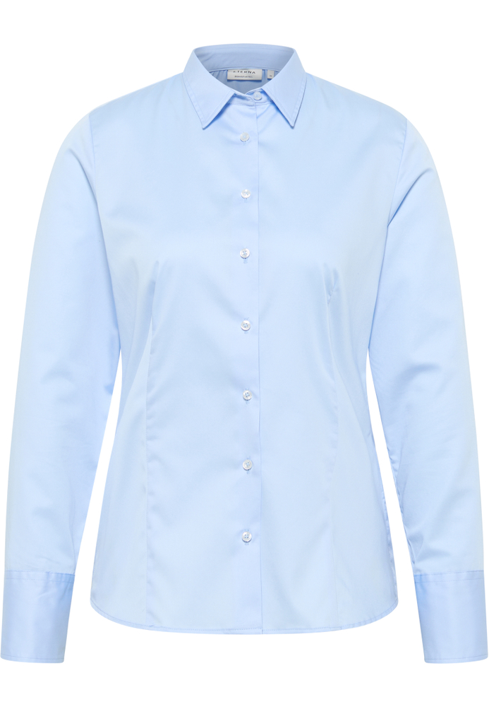 Satin Shirt Bluse in hellblau unifarben von ETERNA Mode GmbH