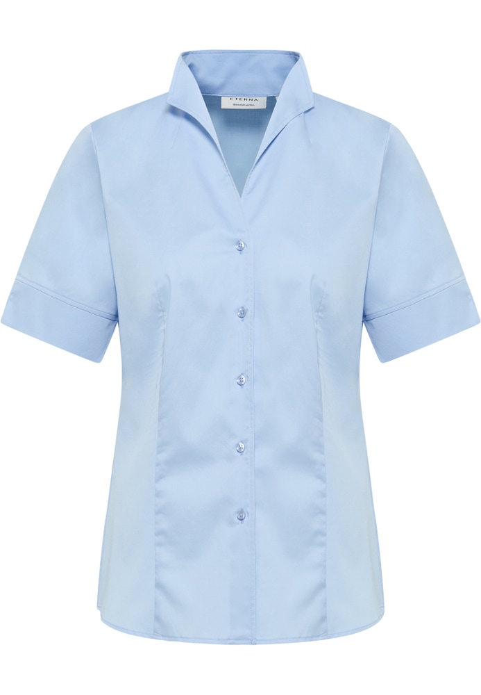 Satin Shirt Bluse in hellblau unifarben von ETERNA Mode GmbH