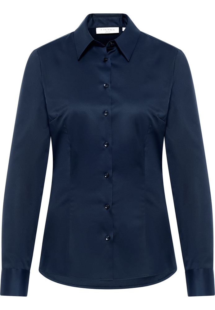 Satin Shirt Bluse in navy unifarben Satin Shirt Bluse in navy unifarben von ETERNA Mode GmbH