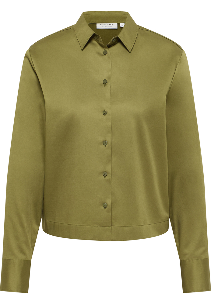 Satin Shirt Bluse in olive unifarben Satin Shirt Bluse in olive unifarben von ETERNA Mode GmbH