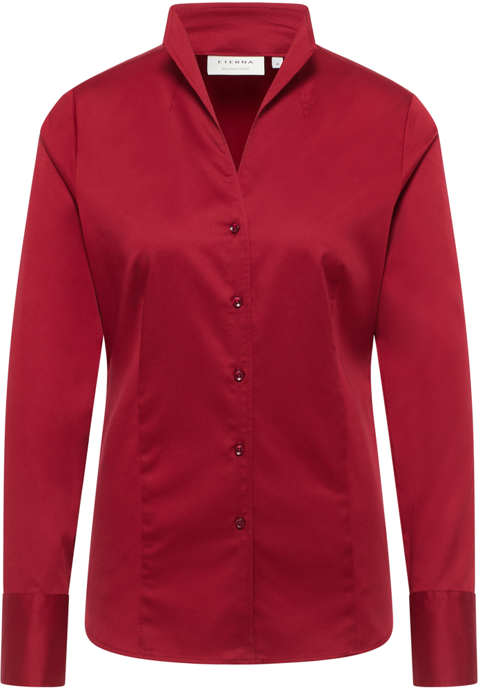 Satin Shirt Bluse in weinrot unifarben von ETERNA Mode GmbH