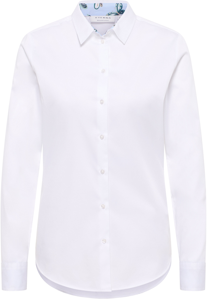 Satin Shirt Bluse in weiß unifarben von ETERNA Mode GmbH