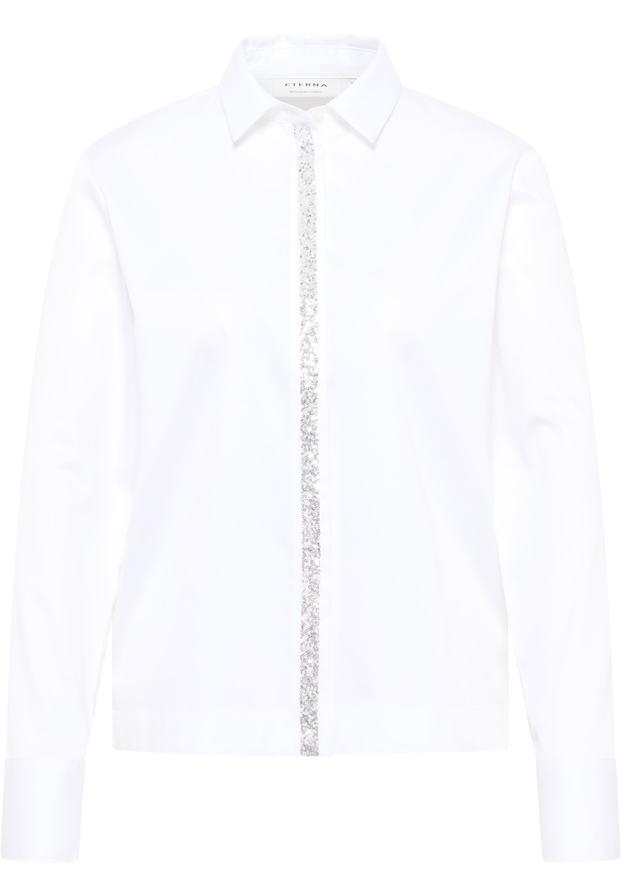 Satin Shirt Bluse in weiß unifarben von ETERNA Mode GmbH