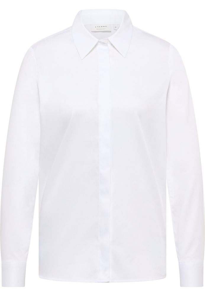 Satin Shirt Bluse in weiß unifarben von ETERNA Mode GmbH