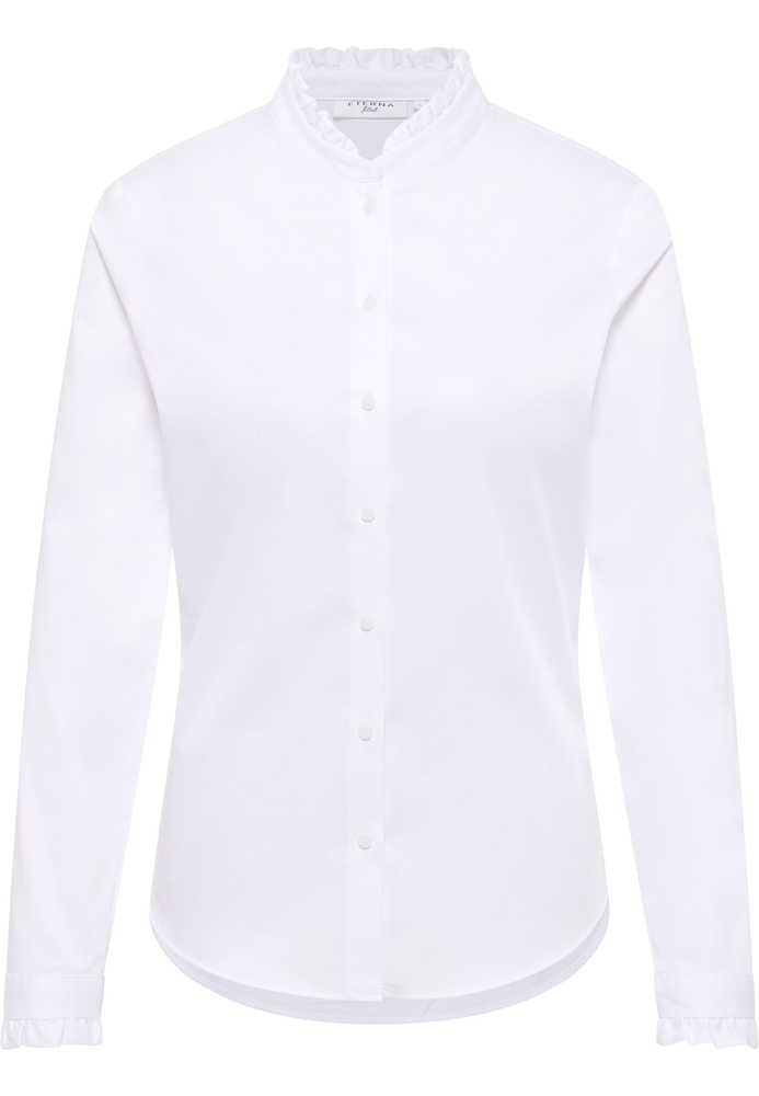 Satin Shirt Bluse in weiß unifarben Satin Shirt Bluse in weiß unifarben von ETERNA Mode GmbH
