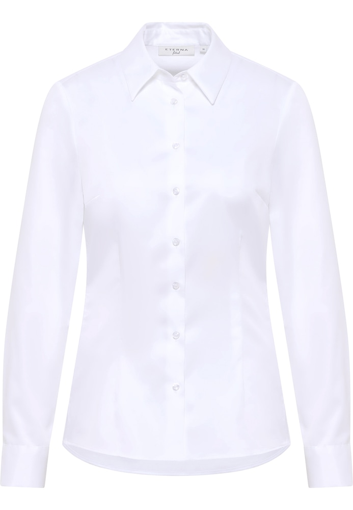 Satin Shirt Bluse in weiß unifarben Satin Shirt Bluse in weiß unifarben von ETERNA Mode GmbH