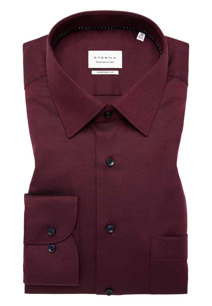 COMFORT FIT Hemd in burgunder strukturiert von ETERNA Mode GmbH