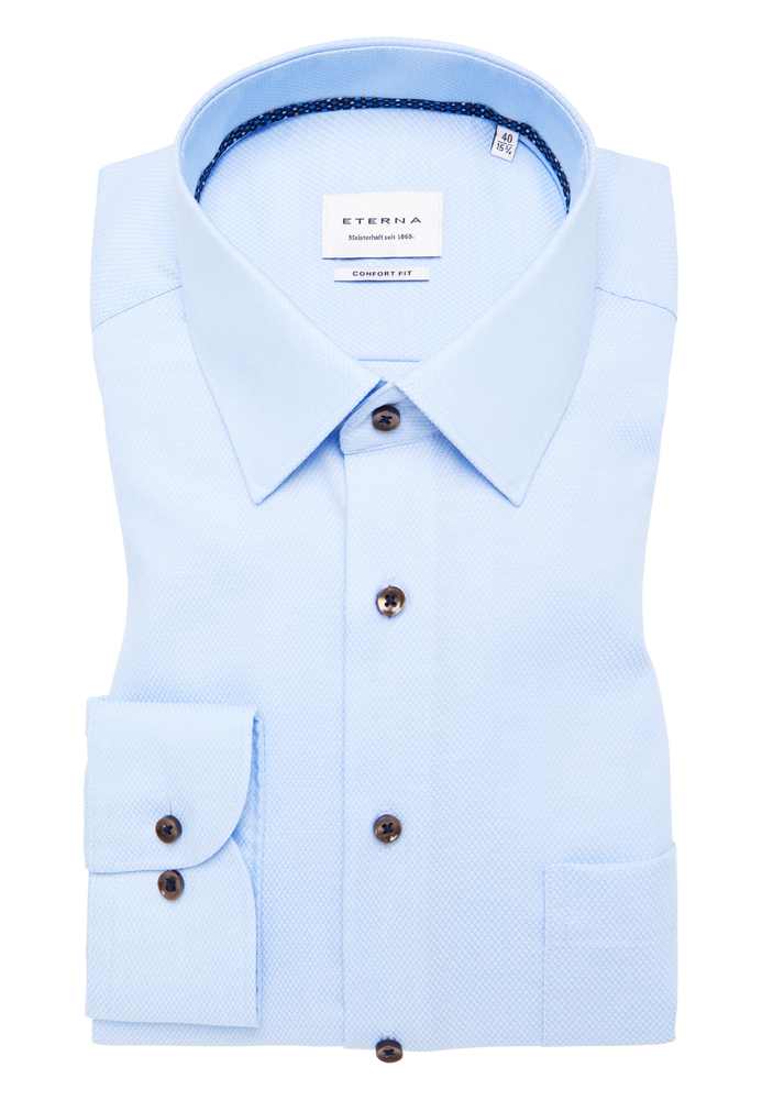 COMFORT FIT Hemd in hellblau strukturiert von ETERNA Mode GmbH