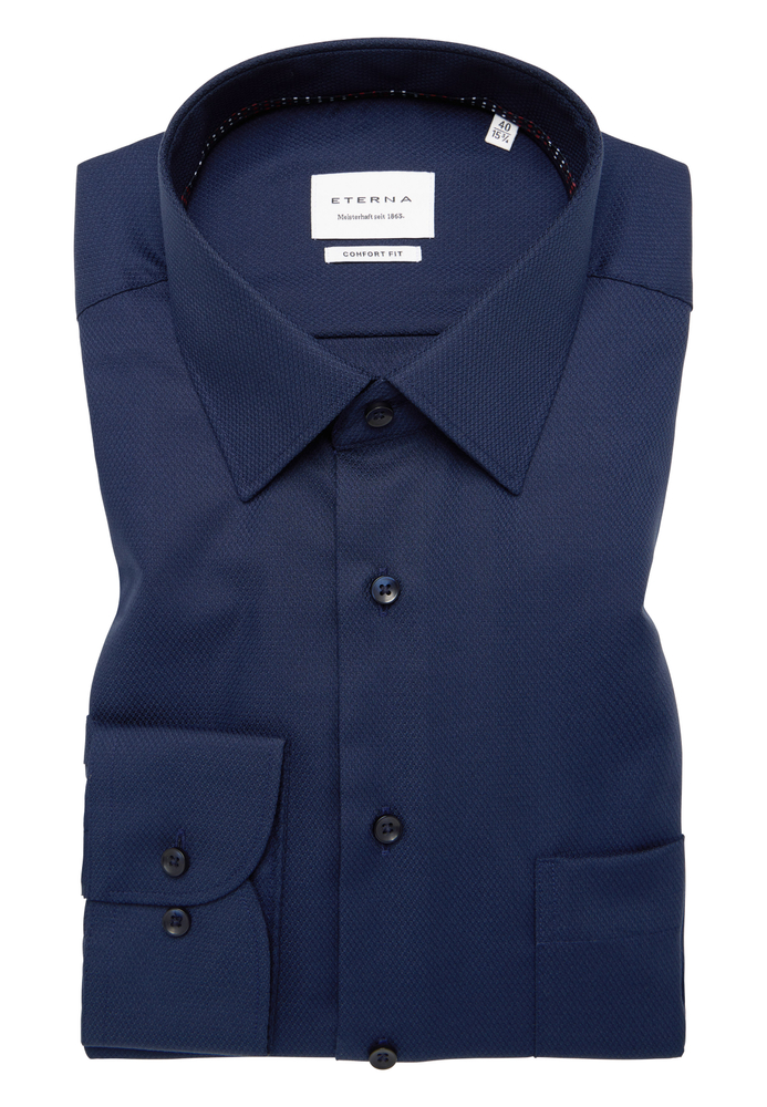 COMFORT FIT Hemd in navy strukturiert von ETERNA Mode GmbH