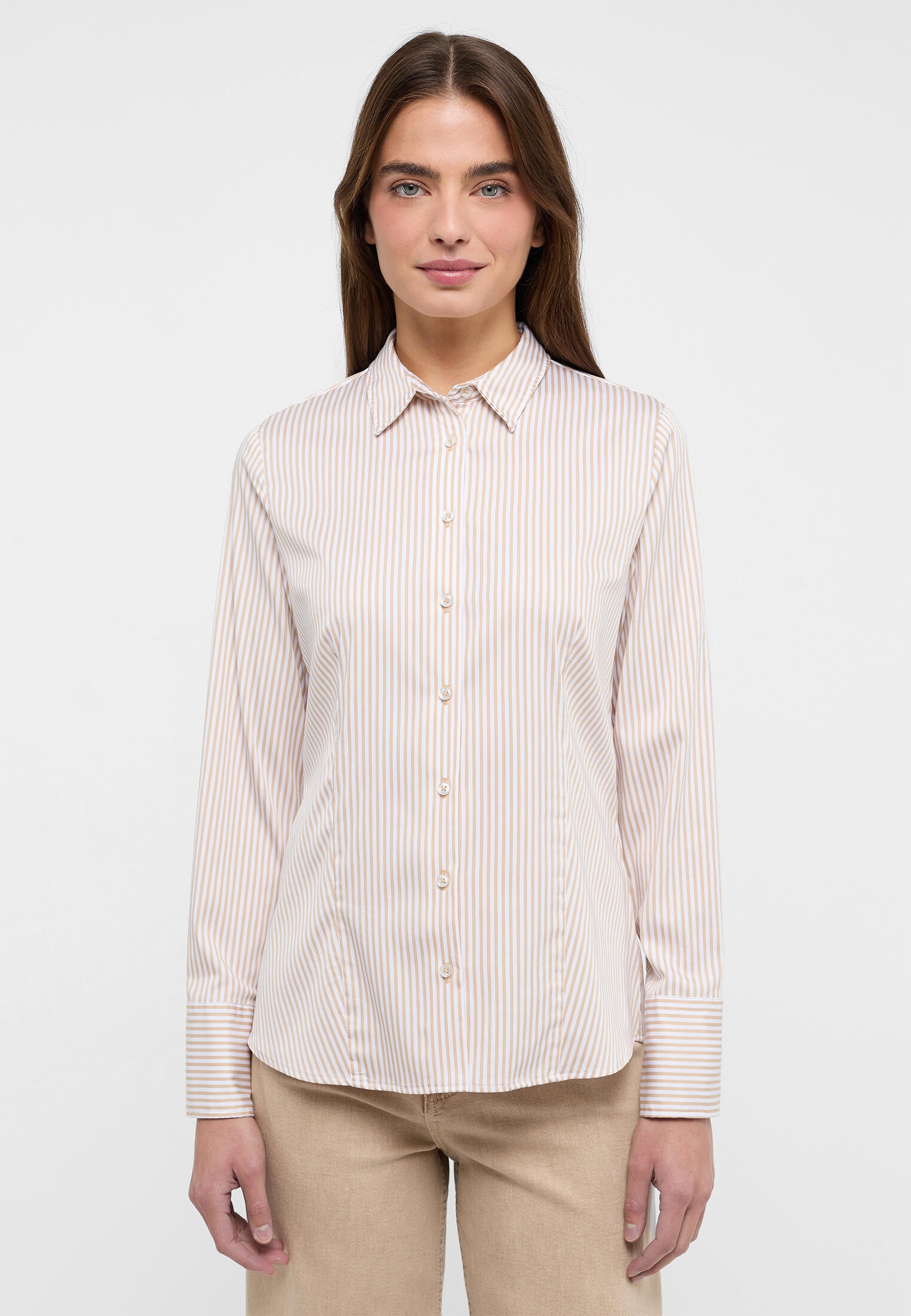ETERNA - Bluse Satingewebe Langarm beige von ETERNA