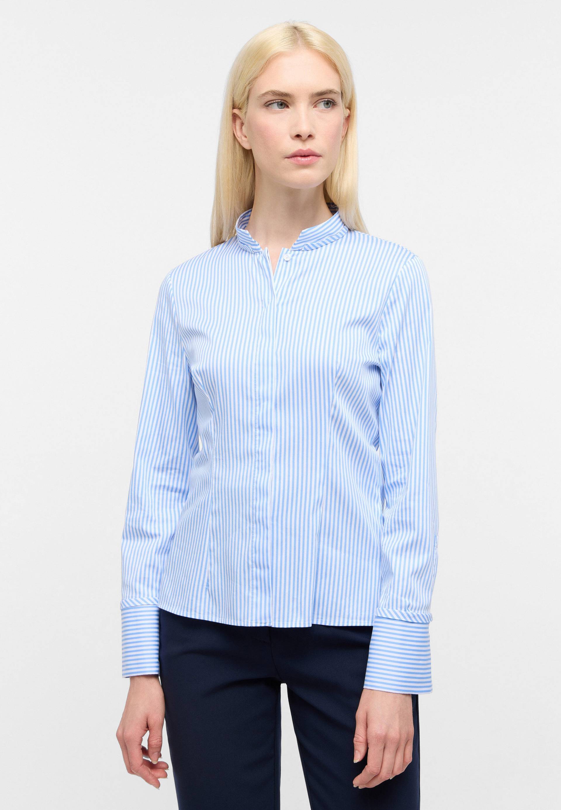 ETERNA - Bluse Satingewebe Langarm blau von ETERNA