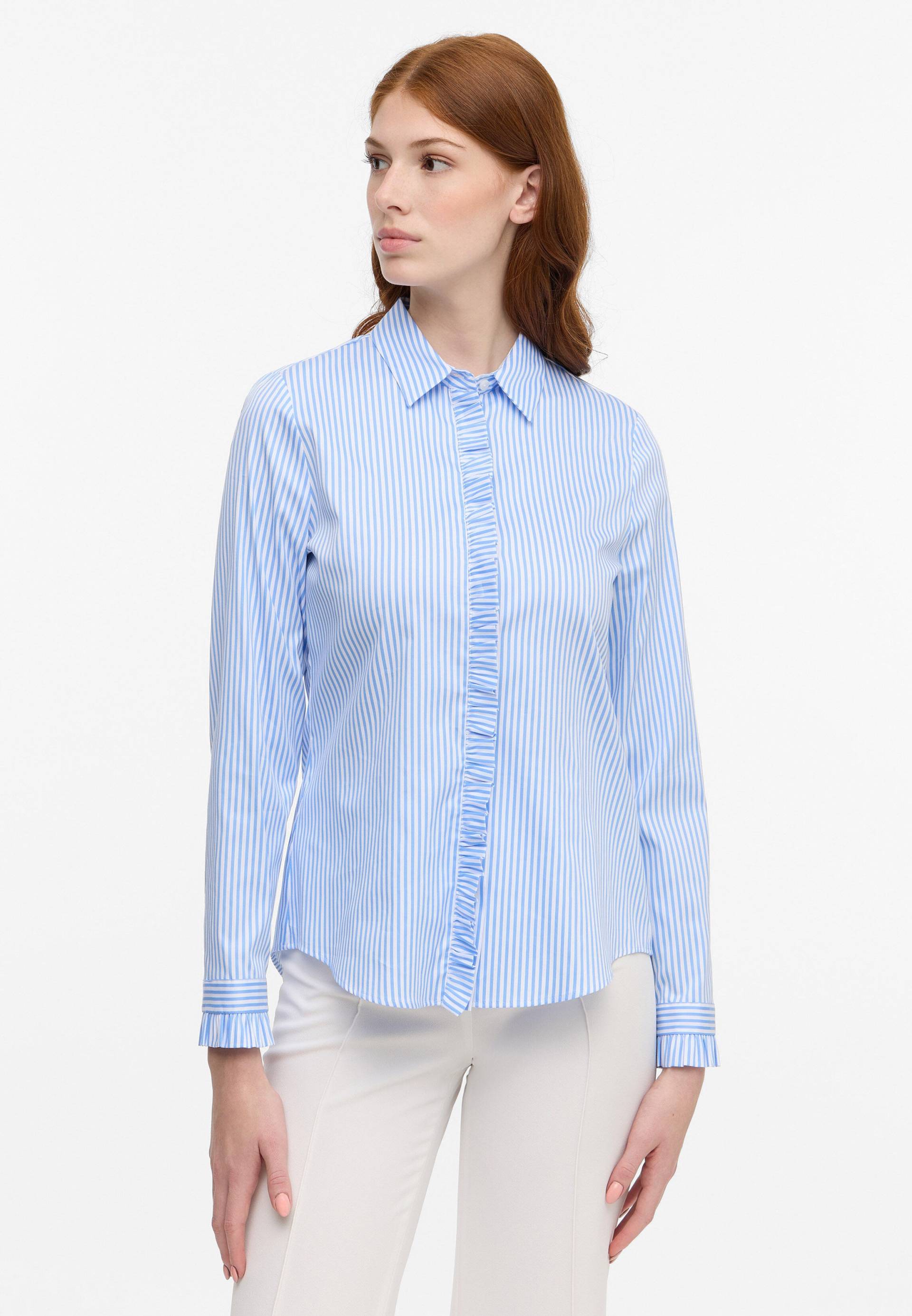 ETERNA - Bluse Satingewebe Langarm blau von ETERNA